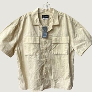 Original Use Short Sleeve Button Down Utility Shirt Mens Large Cream NWT